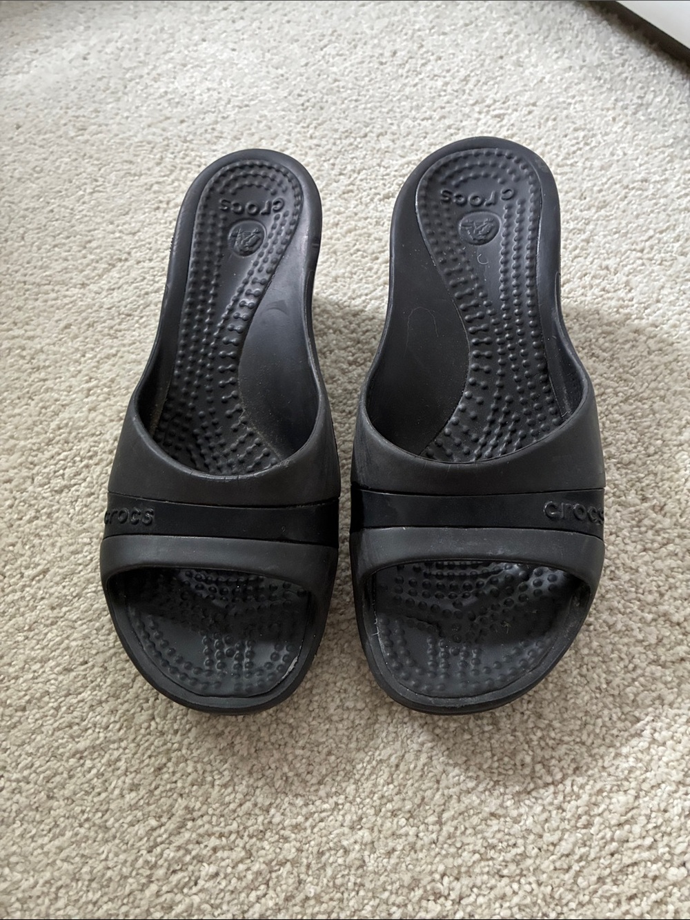CROCS Women's Black Slide Wedge Sandals - Open Toe